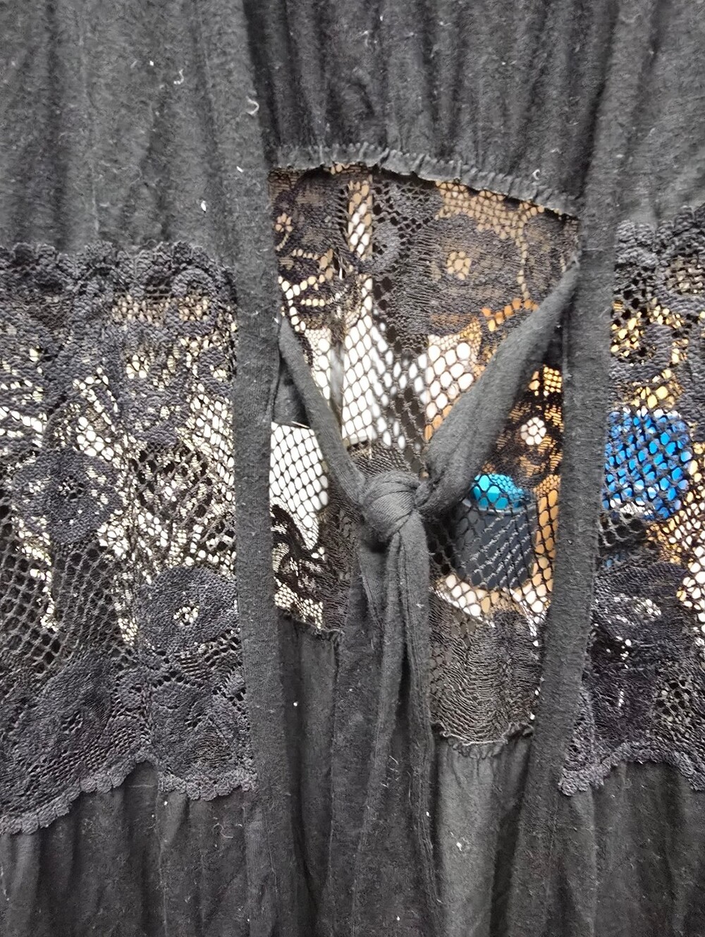 Soma Black Lace Panel Open Tie Robe With Closure Sz. XXL - Picture 3 of 9